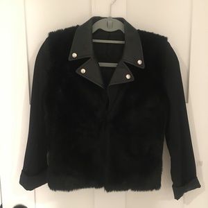 The Kooples Mixed Faux Fur/Faux Leather Jacket